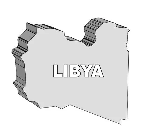 Outline 3D Map of Libya Stock Illustration