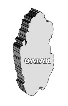 Outline 3D Map of Qatar Stock Illustration