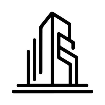 Outline of Abstract Building with Intersecting Lines Illustrazione stock