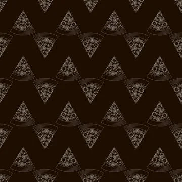Outline abstract pizza vector seamless pattern, pizza texture, Stock Illustration