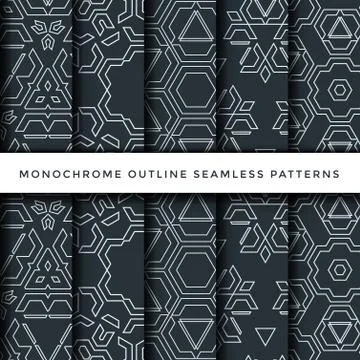 Outline abstract seamless pattern set. Stock-Illustration
