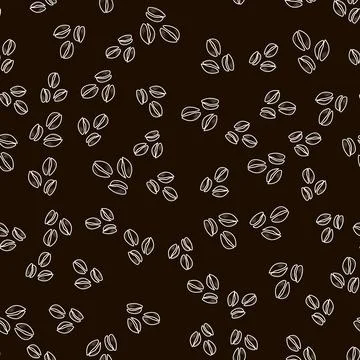 Outline abstract vector seamless pattern with coffee beans Stock Illustration