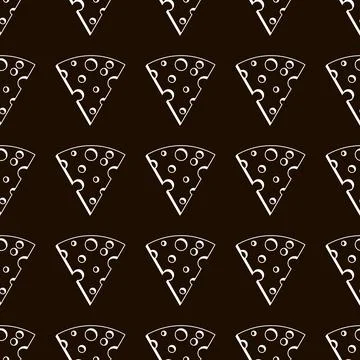 Outline Abstract vector slices of cheese seamless pattern Stock Illustration
