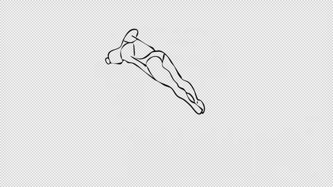 Outline of Acrobatic Diving with transparent (alpha) background Stock Footage 249599869