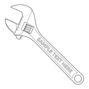 Outline adjustable wrench Stock Illustration