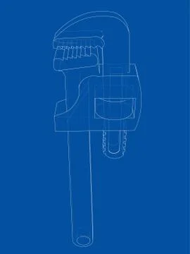 Outline adjustable wrench Stock Illustration