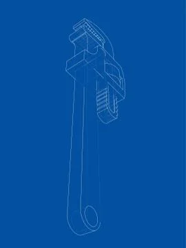 Outline adjustable wrench Illustrazione stock