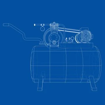 Outline Air compressor. Vector Illustrazione stock