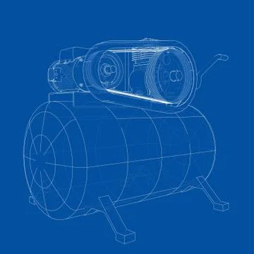 Outline Air compressor. Vector Illustrazione stock