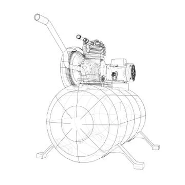 Outline Air compressor. Vector 스톡 일러스트