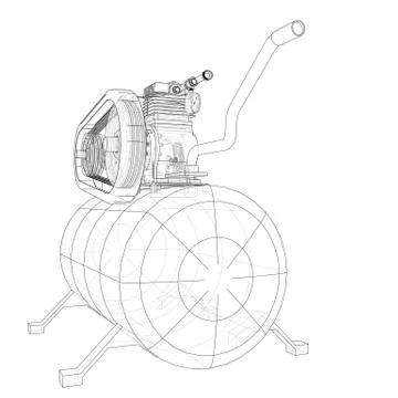 Outline Air compressor. Vector 스톡 일러스트