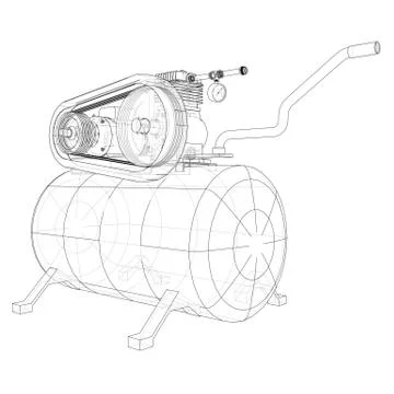 Outline Air compressor. Vector Illustrazione stock