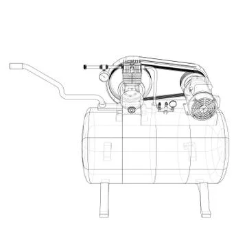 Outline Air compressor. Vector Stock Illustration