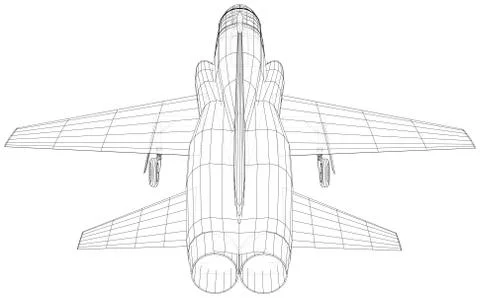 Outline Airplane. Vector rendering of 3d. Wire-frame style. The layers of Illustrazione stock