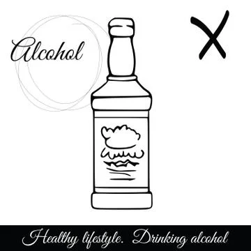 Outline alcoholic beverage vector icon. A symbol of harmful drinks Stock Illustration