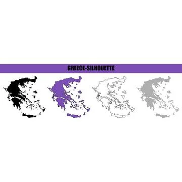 Outline and fill of Greece map shapes during clear lighting Vector Silhouet.. Stock Illustration
