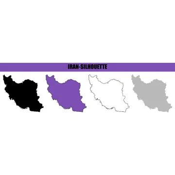 Outline and filled map of Iran country shape with different patterns during.. Stock Illustration