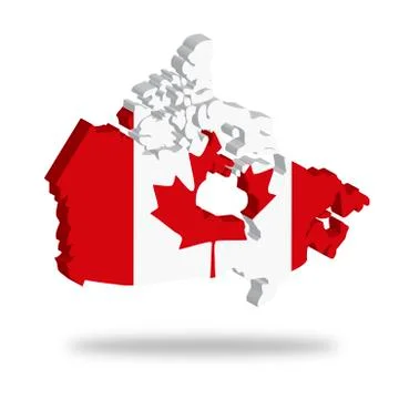 Outline and flag of canada, 3d, hovering Stock Illustration