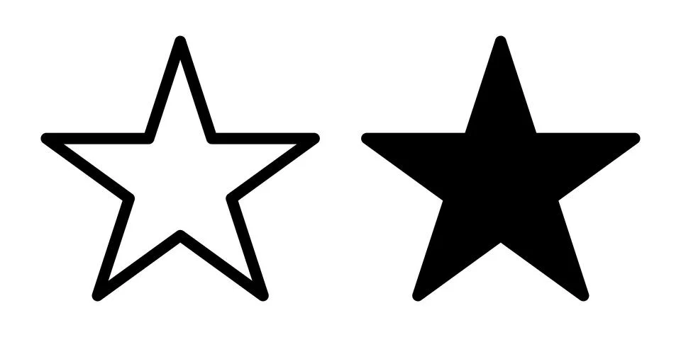 Outline and Solid Star Shapes on a White Background for Graphics Design 스톡 일러스트