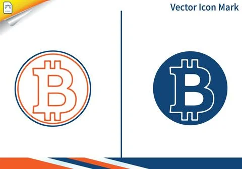 Outline and solid style bitcoin cryptocurrency vector icon mark. 스톡 일러스트