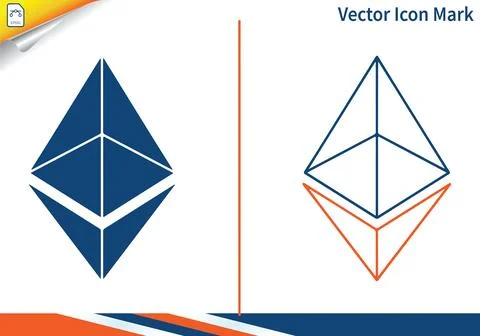 Outline and solid style ethereum cryptocurrency vector icon mark. Stock Illustration