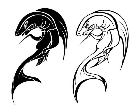 Outline angry shark Stock Illustration