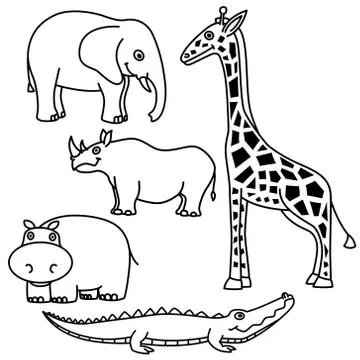 Outline Animals Set Stock Illustration
