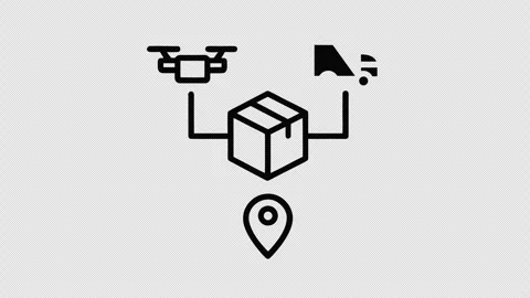 Outline Animation of Logistics Package Drone Truck and Location Icons Stock Footage 337649352