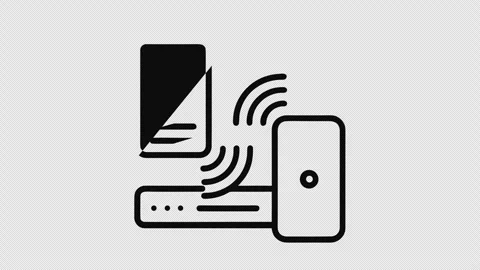 Outline Animation of Wireless Device Connection and Smart Link Icons Stock Footage 337650207