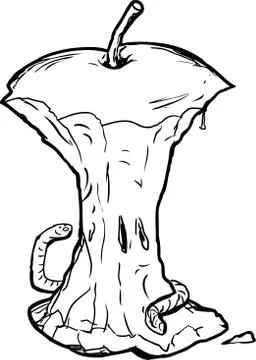 Outline of Apple and Worm Stock Illustration