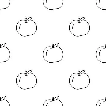 The outline of an apple is drawn by hand. Vector illustration seamless patter 스톡 일러스트