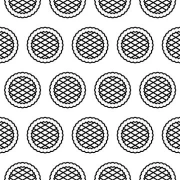 Outline apple pie seamless pattern isolated on white background. Stock Illustration