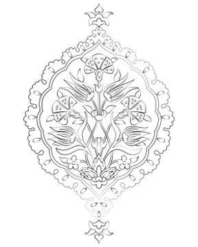Outline artistic ottoman seamless pattern series sixty six Stock Illustration