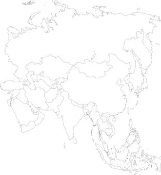 Outline Asia map Stock Illustration