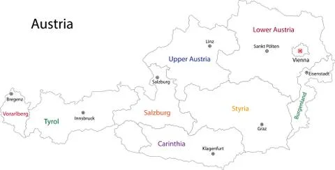 Outline Austria map Stock Illustration