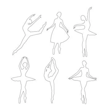 Outline Ballerinas vector set Stock Illustration