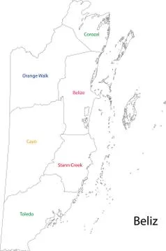 Outline belize map Stock Illustration