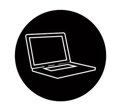 Outline black and white computer icon vector Stock Illustration
