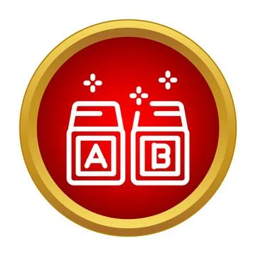 Outline blocks with letters a and b on a red round icon Stock Illustration