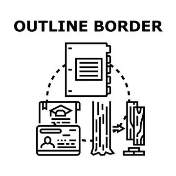 Outline border concept representing various documentation and processing flow Stock Illustration