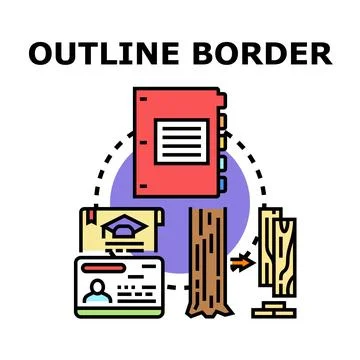 Outline border concept representing various documentation and processing flow Stock Illustration