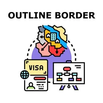 Outline border concept visa application process Stock Illustration