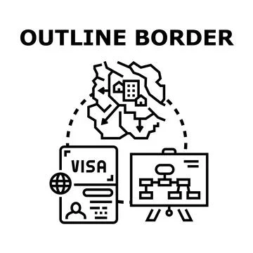 Outline border concept visa application process Stock Illustration