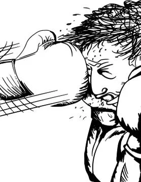 Outline of Boxer Being Hit Stock Illustration