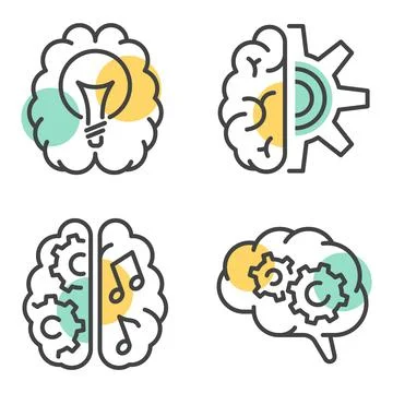 Outline brain conceptual logos vector design Stock Illustration
