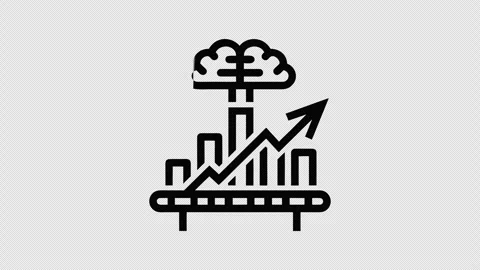 Outline Brain Growth Chart Animation with Upward Arrow on Transparent Background Stock Footage 337653136