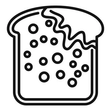 Outline of bread slice with jam and circles illustration Stock Illustration