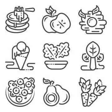 Outline of breakfast types set Stock Illustration