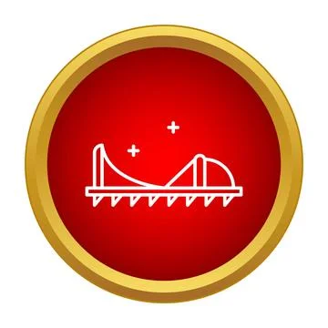 Outline bridge icon on a red background with a gold frame Stock Illustration