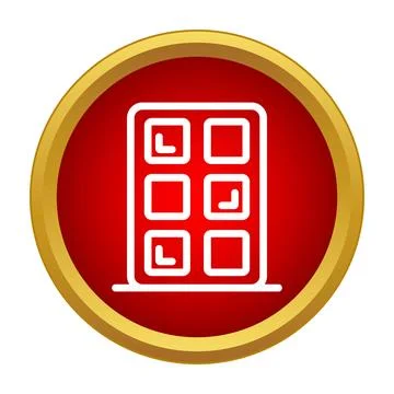 Outline building icon on a red circle Ilustración de archivo